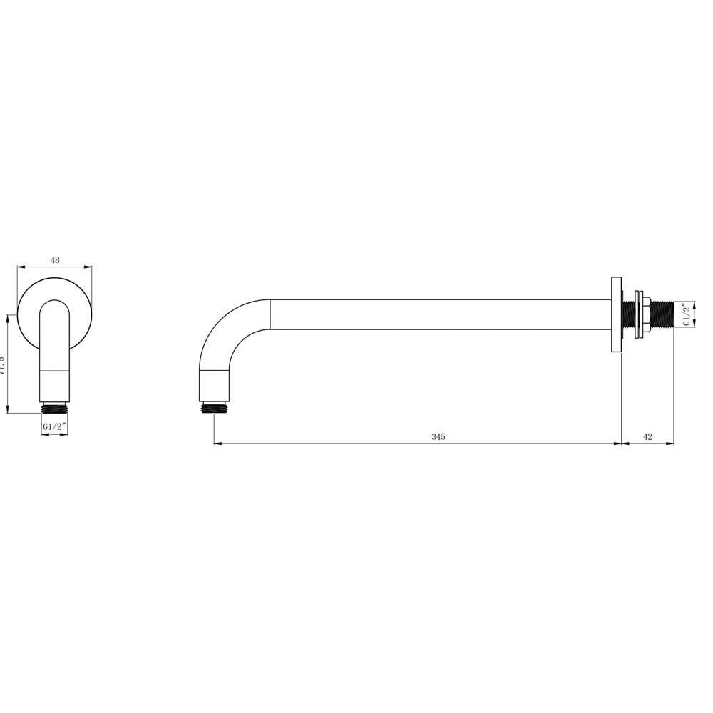 Astini Chrome Round Wall Mounted Arm 345mm