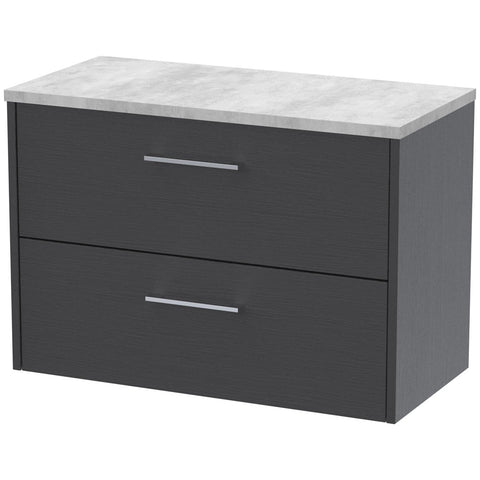 Hudson Reed Juno Graphite Grey 800mm Wall Hung 2-Drawer Vanity & Laminate Top JNU2226LBG
