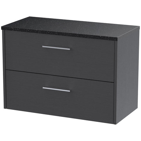 Hudson Reed Juno Graphite Grey 800mm Wall Hung 2-Drawer Vanity & Laminate Top JNU2226LSB