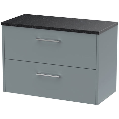 Hudson Reed Juno Coastal Grey 800mm Wall Hung 2-Drawer Vanity Unit & Laminate Top JNU2326LSB