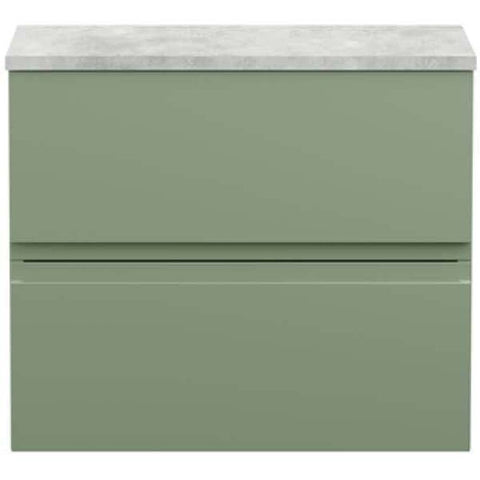 Hudson Reed Urban Satin Green 600mm Wall Hung 2-Drawer Unit & Laminate Top URB804LBG