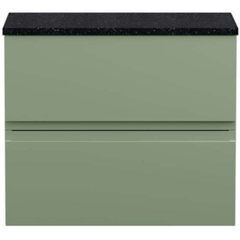 Hudson Reed Urban Satin Green 600mm Wall Hung 2-Drawer Unit & Laminate Top URB804LSB