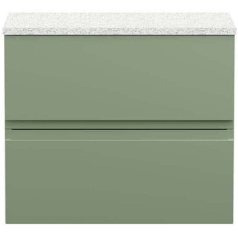Hudson Reed Urban Satin Green 600mm Wall Hung 2-Drawer Unit & Laminate Top URB804LSW