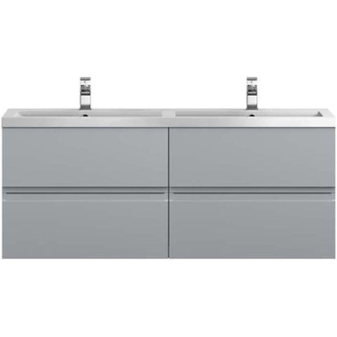 Hudson Reed Urban Grey Satin Grey 1200mm Wall Hung 4-Drawer Vanity & Double Basin URB204C