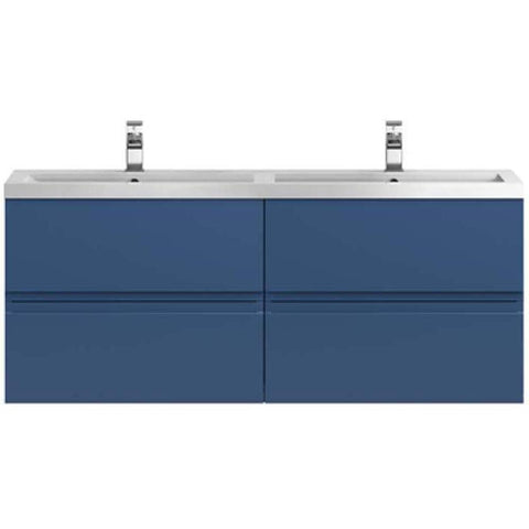 Hudson Reed Urban Blue Satin Blue 1200mm Wall Hung 4-Drawer Vanity & Double Basin URB304C