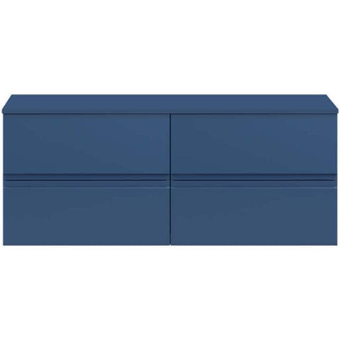 Hudson Reed Urban Blue Satin Blue 1200mm Wall Hung 4-Drawer Unit & Worktop URB304W2