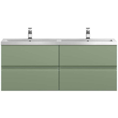 Hudson Reed Urban Satin Green 1200mm Wall Hung 4-Drawer Vanity & Double Basin URB804C