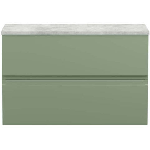 Hudson Reed Urban Satin Green 800mm Wall Hung 2-Drawer Unit & Laminate Top URB806LBG