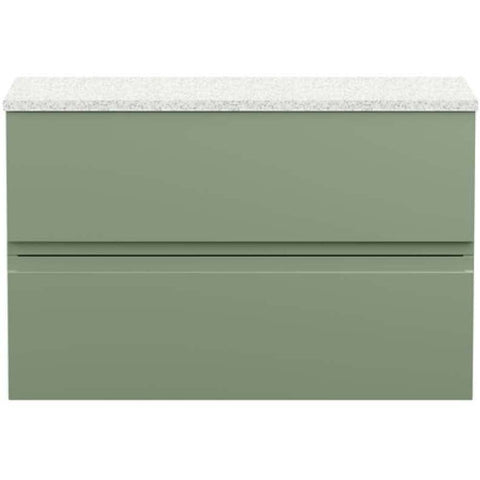 Hudson Reed Urban Satin Green 800mm Wall Hung 2-Drawer Unit & Laminate Top URB806LSW