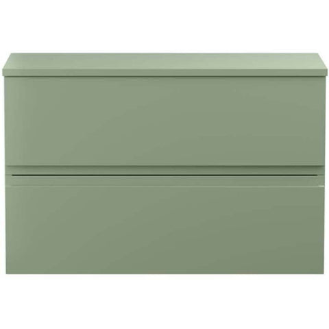 Hudson Reed Urban Satin Green 800mm Wall Hung 2-Drawer Unit & Worktop