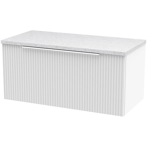 Hudson Reed Fluted Satin White 800mm Wall Hung Single Drawer Vanity & Laminate Top DFF196LSW