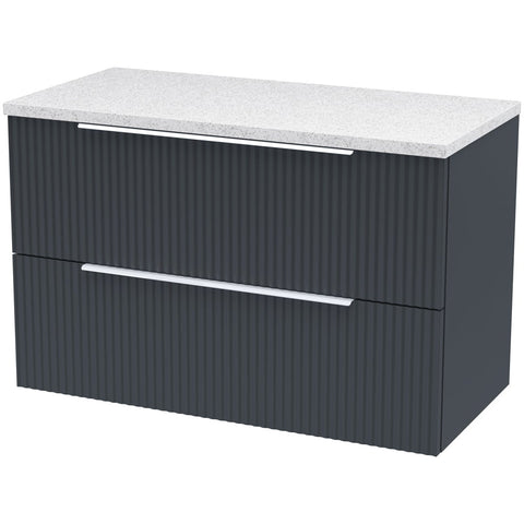 Hudson Reed Fluted Satin Anthracite 800mm Wall Hung 2-Drawer Vanity & Laminate Top DFF1495LSW