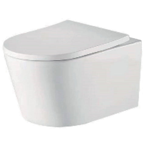 Astini Ferrara Plus Wall Hung Rimless Back To Wall D-Shape Toilet Pan & Seat