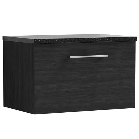 Nuie Arno Charcoal Black 600mm Wall Hung 1-Drawer Vanity & Laminate Top ARN622LSB