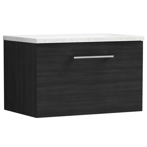 Nuie Arno Charcoal Black 600mm Wall Hung 1-Drawer Vanity & Laminate Top ARN622LSW