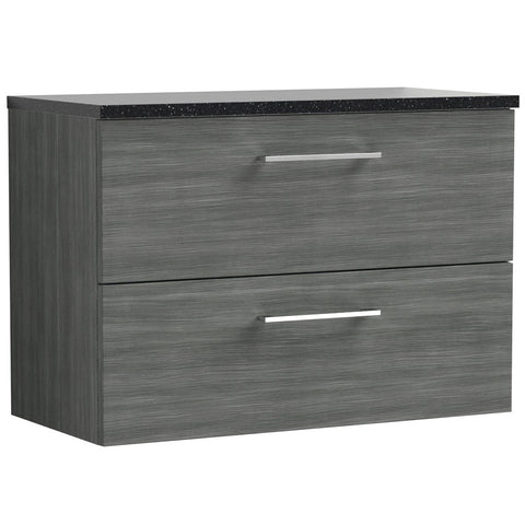Nuie Arno Anthracite 800mm Wall Hung 2-Drawer Vanity Unit & Laminate Top ARN526LSB