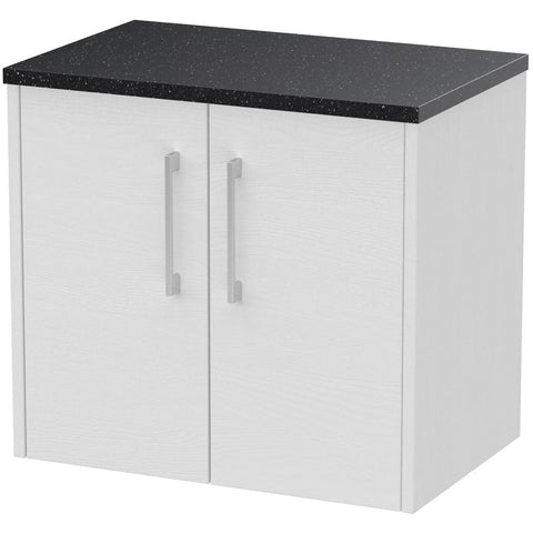 Hudson Reed Juno White Ash 600mm Wall Hung 2-Door Vanity Unit & Laminate Top JNU2123LSB
