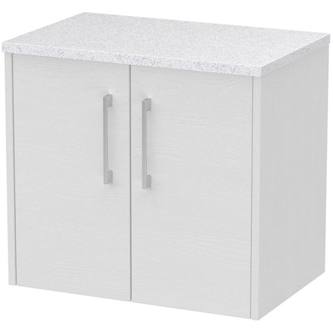 Hudson Reed Juno White Ash 600mm Wall Hung 2-Door Vanity Unit & Laminate Top JNU2123LSW
