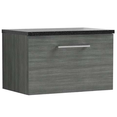 Nuie Arno Anthracite 600mm Wall Hung 1-Drawer Vanity & Laminate Top ARN522LSB