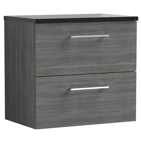 Nuie Arno Anthracite 600mm Wall Hung 2-Drawer Vanity Unit & Laminate Top ARN524LSB