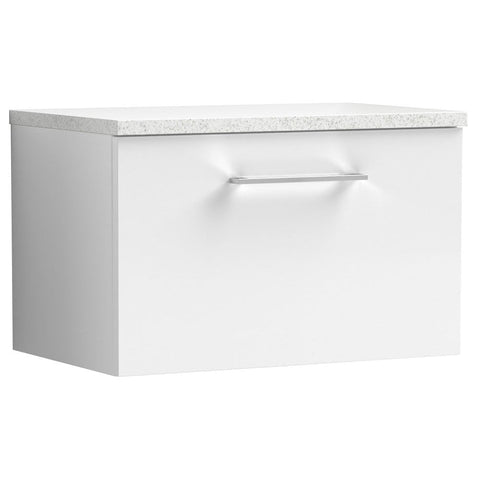 Nuie Arno Gloss White 600mm Wall Hung 1-Drawer Vanity & Laminate Top ARN122LSW