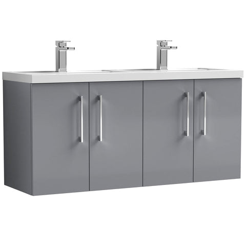 Nuie Arno Cloud Grey 1200 WH 4-Door Vanity Unit & Double Basin