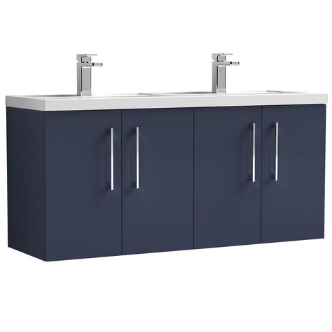 Nuie Arno Electric Blue 1200 WH 4-Door Vanity Unit & Double Basin