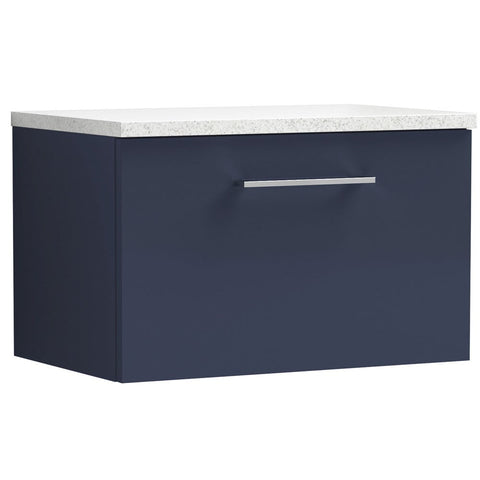 Nuie Arno Electric Blue 600mm Wall Hung 1-Drawer Vanity & Laminate Top ARN1722LSW