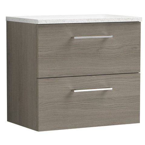 Nuie Arno Solace Oak 600mm Wall Hung 2-Drawer Vanity Unit & Laminate Top ARN2524LSW