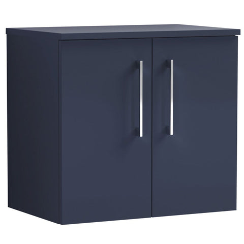 Nuie Arno Electric Blue 600mm Wall Hung 2-Door Vanity Unit & Worktop
