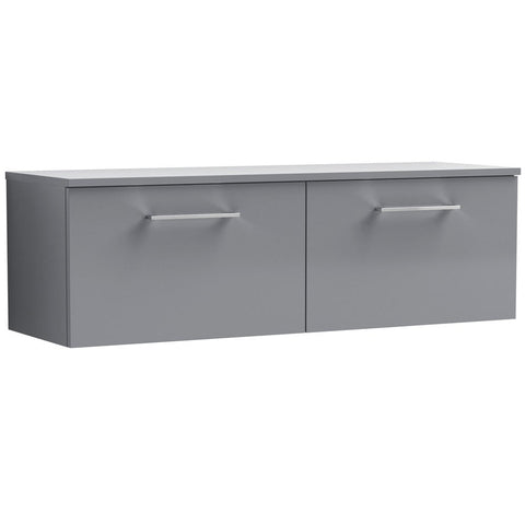 Nuie Arno Cloud Grey 1200mm Wall Hung 2-Drawer Vanity Unit & Worktop