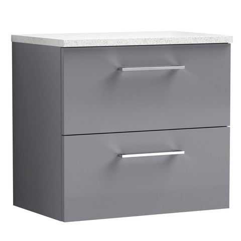 Nuie Arno Cloud Grey 600mm Wall Hung 2-Drawer Vanity Unit & Laminate Top ARN1324LSW