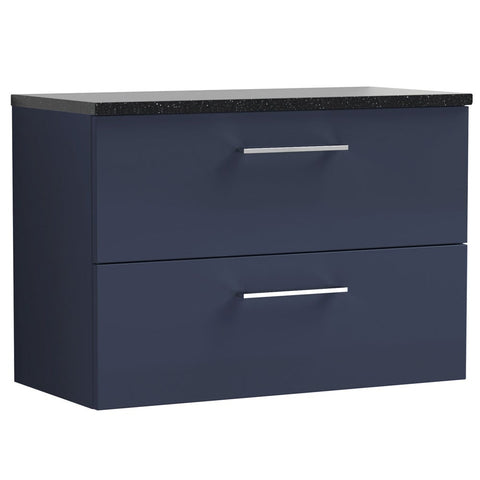 Nuie Arno Electric Blue 800mm Wall Hung 2-Drawer Vanity Unit & Laminate Top ARN1726LSB