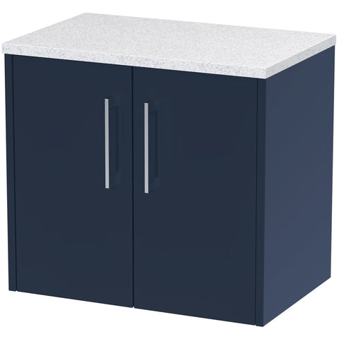 Hudson Reed Juno Electric Blue 600mm Wall Hung 2-Door Vanity Unit & Laminate Top JNU1723LSW