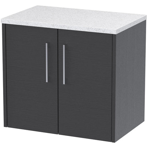 Hudson Reed Juno Graphite Grey 600mm Wall Hung 2-Door Vanity Unit & Laminate Top JNU2223LSW