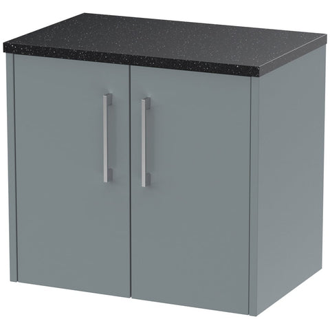 Hudson Reed Juno Coastal Grey 600mm Wall Hung 2-Door Vanity Unit & Laminate Top JNU2323LSB