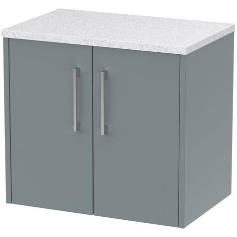 Hudson Reed Juno Coastal Grey 600mm Wall Hung 2-Door Vanity Unit & Laminate Top JNU2323LSW