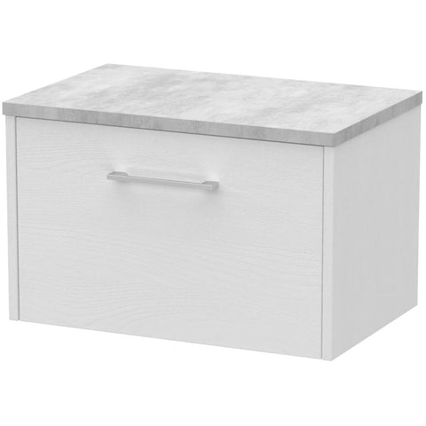 Hudson Reed Juno White Ash 600mm Wall Hung Single Drawer Vanity & Laminate Top JNU2122LBG
