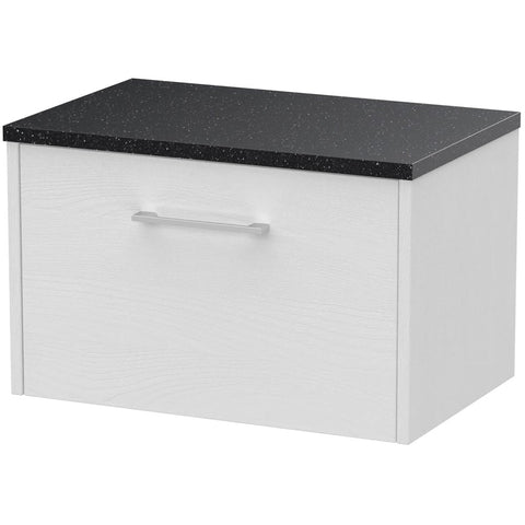 Hudson Reed Juno White Ash 600mm Wall Hung Single Drawer Vanity & Laminate Top JNU2122LSB