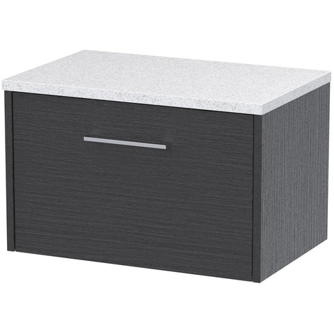 Hudson Reed Juno Graphite Grey 600mm Wall Hung Single Drawer Vanity & Laminate Top JNU2222LSW