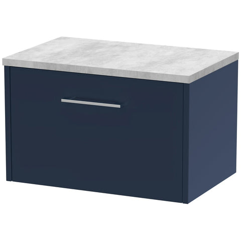 Hudson Reed Juno Electric Blue 600mm Wall Hung Single Drawer Vanity & Laminate Top JNU1722LBG