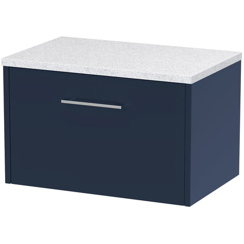 Hudson Reed Juno Electric Blue 600mm Wall Hung Single Drawer Vanity & Laminate Top JNU1722LSW