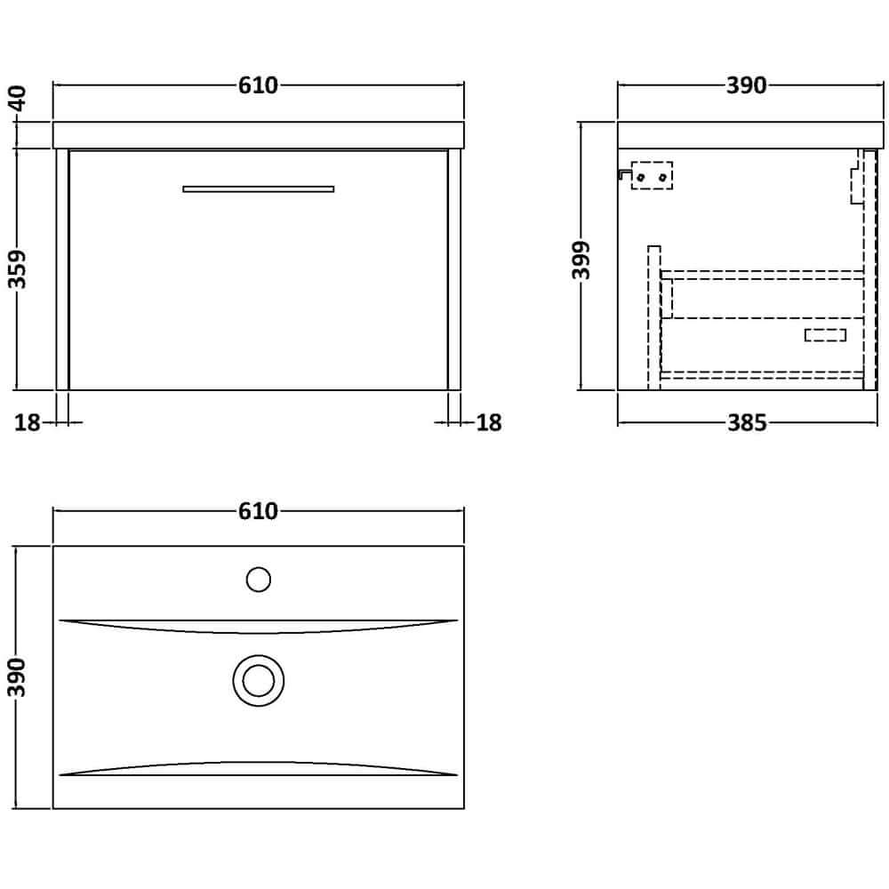 Hudson Reed Juno Wall Hung Vanity Unit with Basin