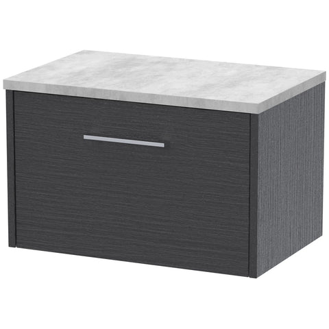 Hudson Reed Juno Graphite Grey 600mm Wall Hung Single Drawer Vanity & Laminate Top JNU2222LBG