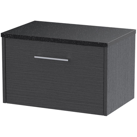 Hudson Reed Juno Graphite Grey 600mm Wall Hung Single Drawer Vanity & Laminate Top JNU2222LSB