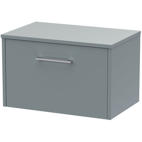 Hudson Reed Juno Coastal Grey 600mm Wall Hung Single Drawer Vanity Unit & Worktop JNU2322W