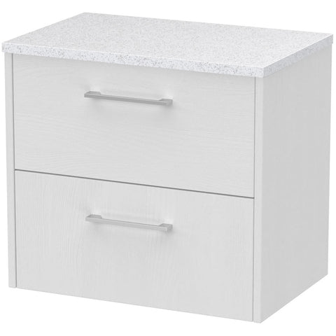 Hudson Reed Juno White Ash 600mm Wall Hung 2-Drawer Vanity Unit & Laminate Top JNU2124LSW