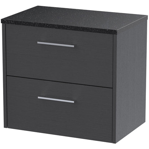 Hudson Reed Juno Graphite Grey 600mm Wall Hung 2-Drawer Vanity & Laminate Top JNU2224LSB