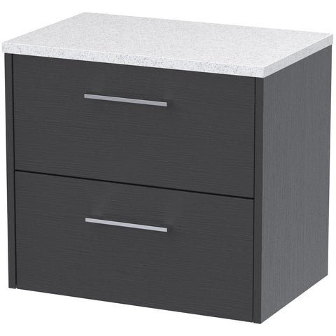 Hudson Reed Juno Graphite Grey 600mm Wall Hung 2-Drawer Vanity & Laminate Top JNU2224LSW