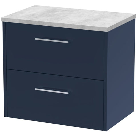 Hudson Reed Juno Electric Blue 600mm Wall Hung 2-Drawer Vanity & Laminate Top JNU1724LBG